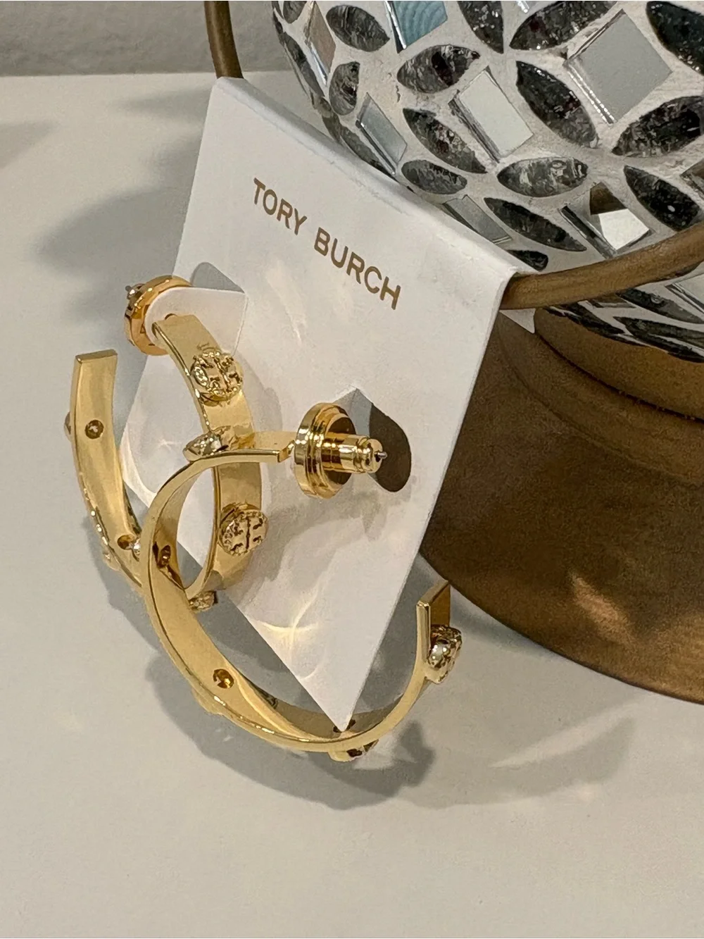 Tory Burch Gold Logo-Embellished Hoop Earrings